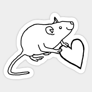 Minimal Rat Holds Your Heart Outline Sticker